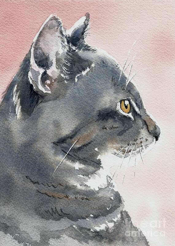 Watercolor Poster featuring the painting Misty in Profile by Lynn Babineau