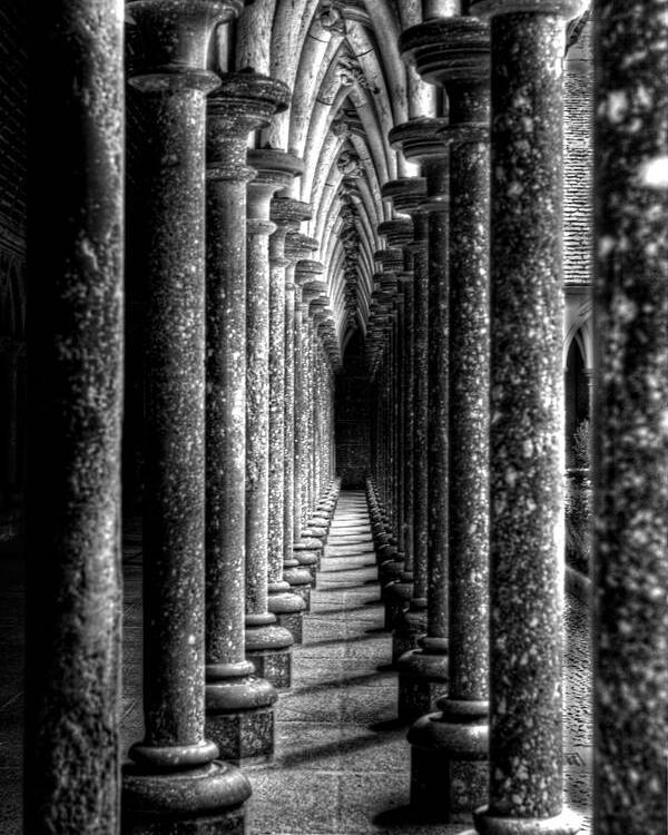 Mont St Michel Poster featuring the photograph Mont St Michel Pillars by Nigel R Bell