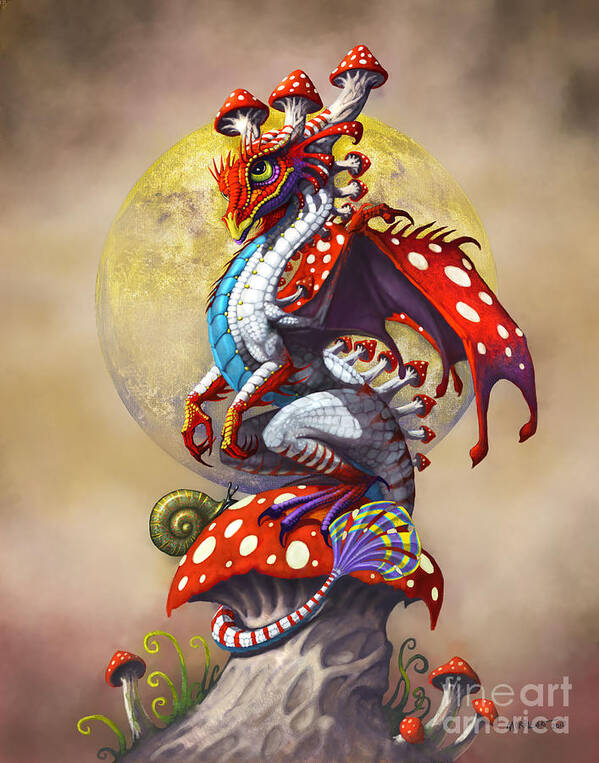 Dragon Poster featuring the digital art Mushroom Dragon by Stanley Morrison