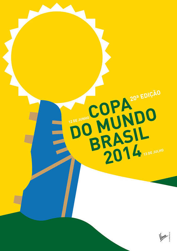 Brazil Poster featuring the digital art My 2014 World Cup Soccer Brazil - Rio Minimal Poster by Chungkong Art