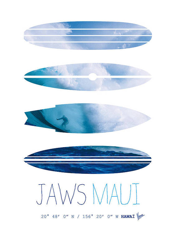 Minimal Poster featuring the digital art My Surfspots poster-1-Jaws-Maui by Chungkong Art