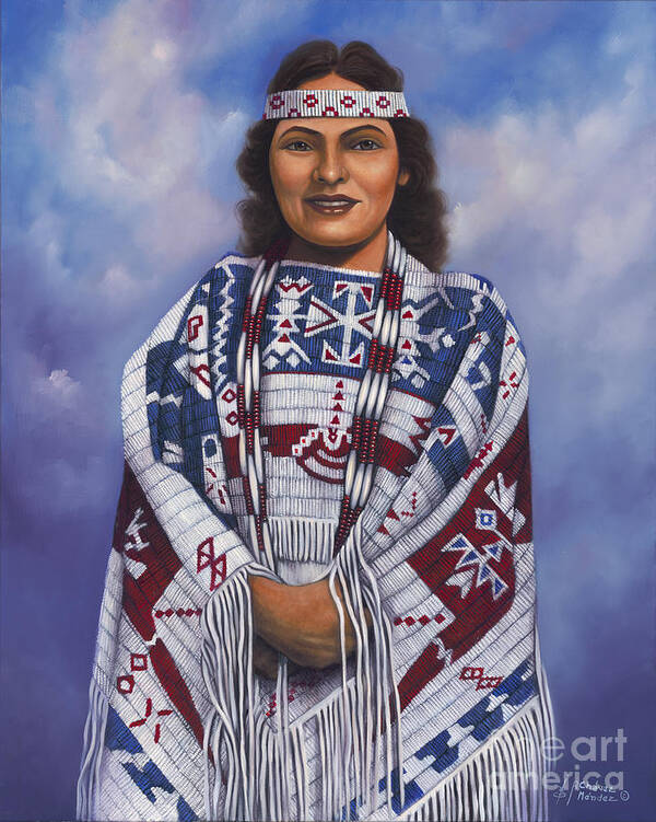 Portrait Poster featuring the painting Native Queen by Ricardo Chavez-Mendez