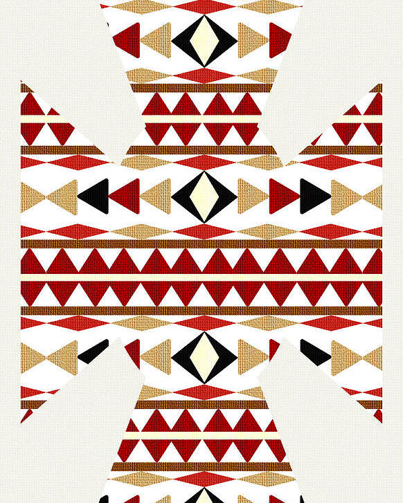 Navajo White Poster featuring the mixed media Navajo White Pattern Art by Christina Rollo