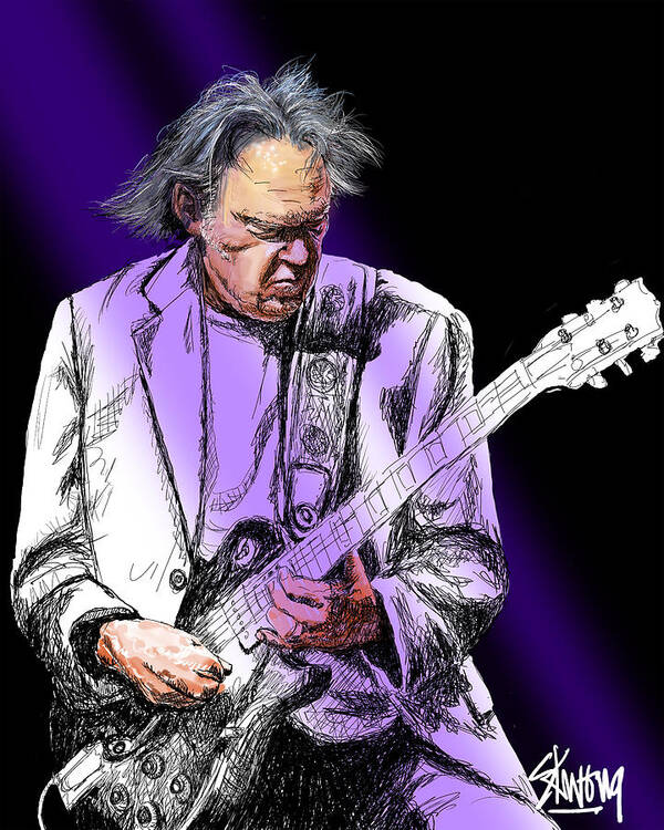 Neil Young Poster featuring the digital art Neil by Stan Kwong