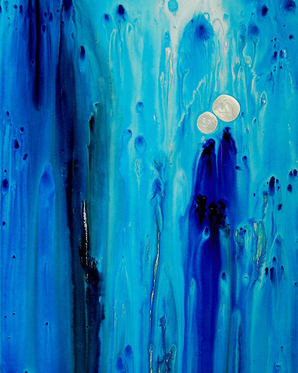 Blue Poster featuring the painting Never Alone By Sharon Cummings by Sharon Cummings