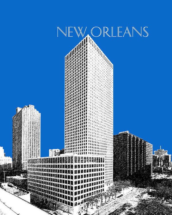 Architecture Poster featuring the digital art New Orleans Skyline - Blue by DB Artist