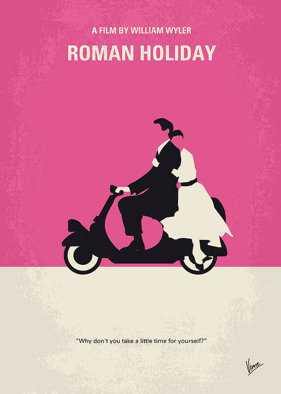 Roman Poster featuring the digital art No205 My Roman Holiday minimal movie poster by Chungkong Art