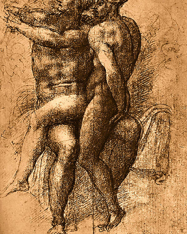 Nude Study Number One Poster featuring the painting Nude Study Number One by Michelangelo Buonarroti