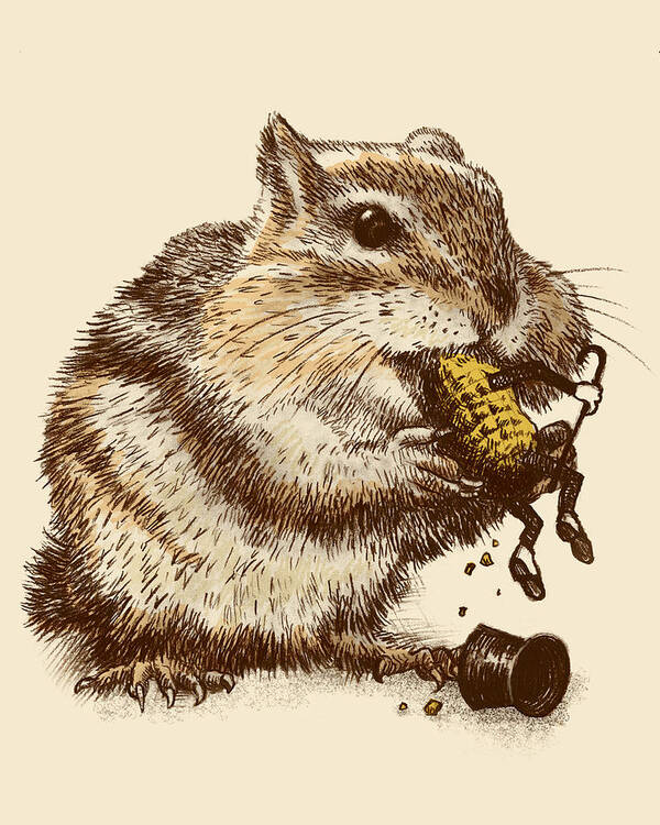 Chipmunk Poster featuring the drawing Occupational Hazard by Eric Fan