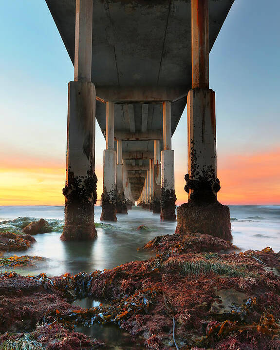 Sunset Poster featuring the photograph Ocean Beach California Pier 2 by Larry Marshall