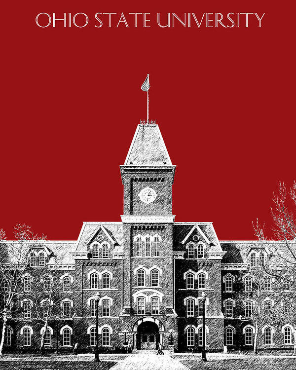 University Poster featuring the digital art Ohio State University - Dark Red by DB Artist