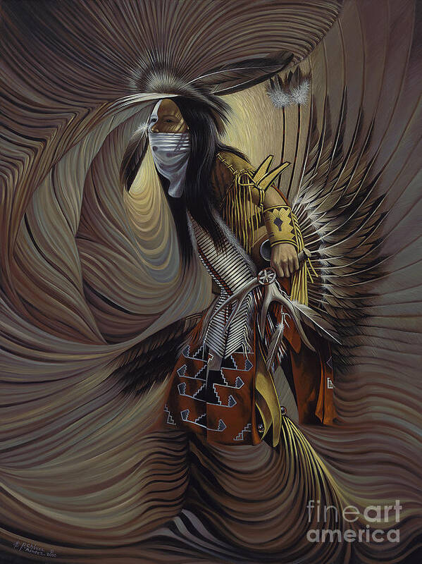 Native-american Poster featuring the painting On Sacred Ground Series IIl by Ricardo Chavez-Mendez