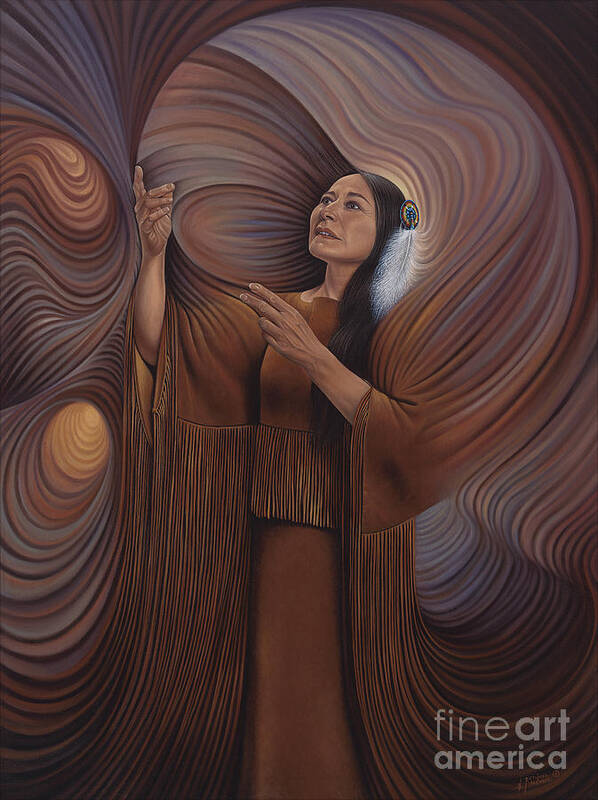 Bonnie-jo-hunt Poster featuring the painting On Sacred Ground Series V by Ricardo Chavez-Mendez