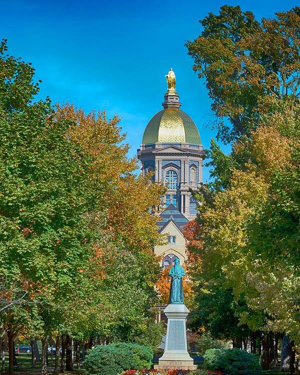 University Of Notre Dame Poster featuring the photograph On the Campus of the University of Notre Dame by Mountain Dreams