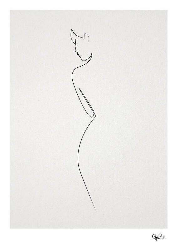 Oneline Poster featuring the digital art One Line Nude by Quibe Sarl