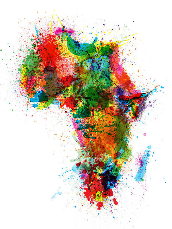 Africa Map Poster featuring the digital art Paint Splashes Map of Africa Map by Michael Tompsett