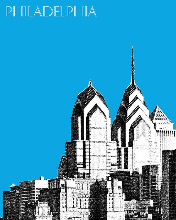 Architecture Poster featuring the digital art Philadelphia Skyline Liberty Place 1 - Ice Blue by DB Artist