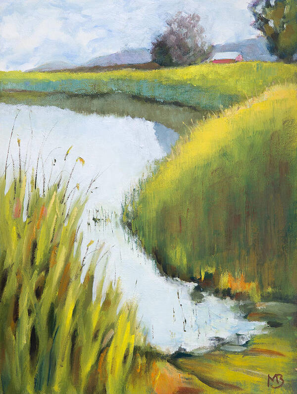 Pond Poster featuring the painting Pond Grass Burch Farm by Mike Bergen