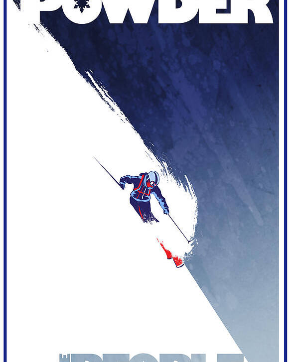 Ski Poster featuring the painting Powder to the People by Sassan Filsoof