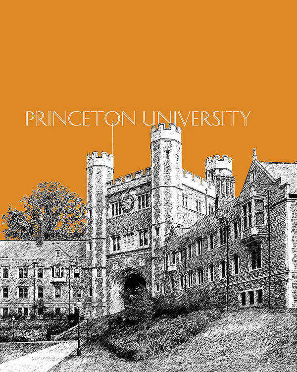 University Poster featuring the digital art Princeton University - Dark Orange by DB Artist