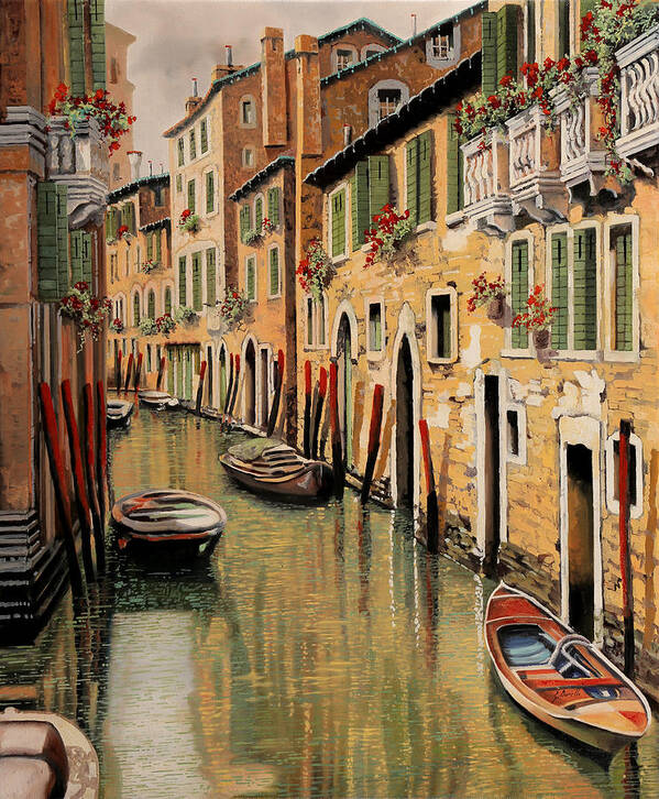 Red Dock Poster featuring the painting Punte Rosse A Venezia by Guido Borelli