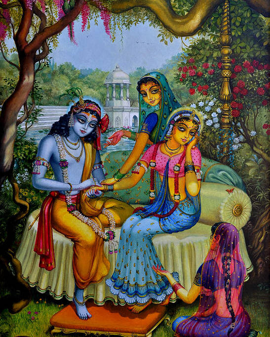 Radha Krishna man lila on Radha kunda Poster by Vrindavan Das - Fine Art  America