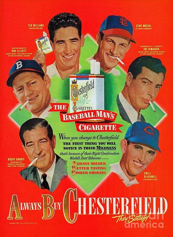 Retro Poster featuring the photograph Retro Cigarettes Marketing Ads Pro Athletes by Action