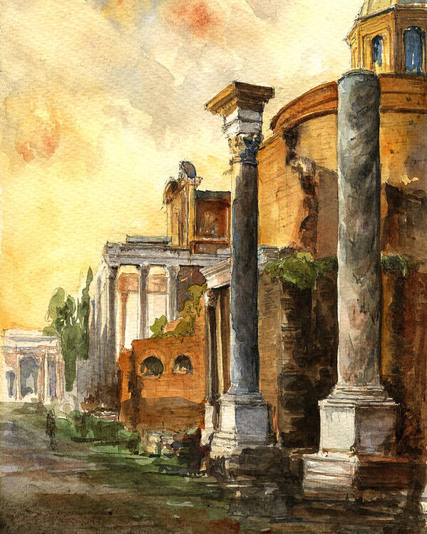 Roman Poster featuring the painting Roman forum by Juan Bosco