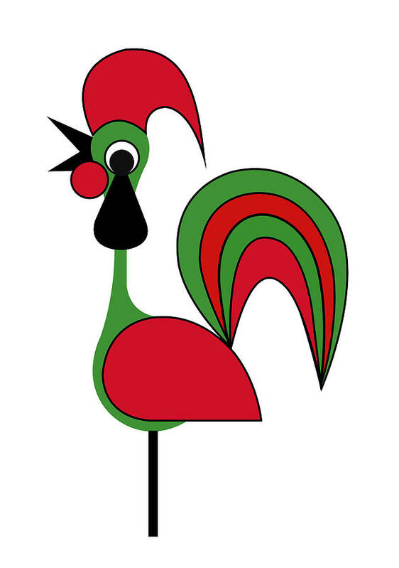 Rooster From Porto Poster featuring the digital art Rooster from Porto by Asbjorn Lonvig