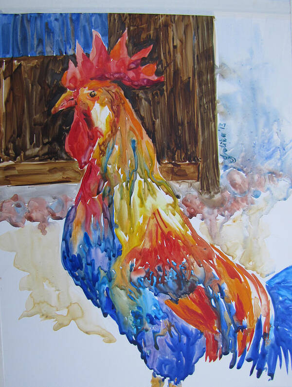 Rooster Poster featuring the painting Rooster by Jyotika Shroff
