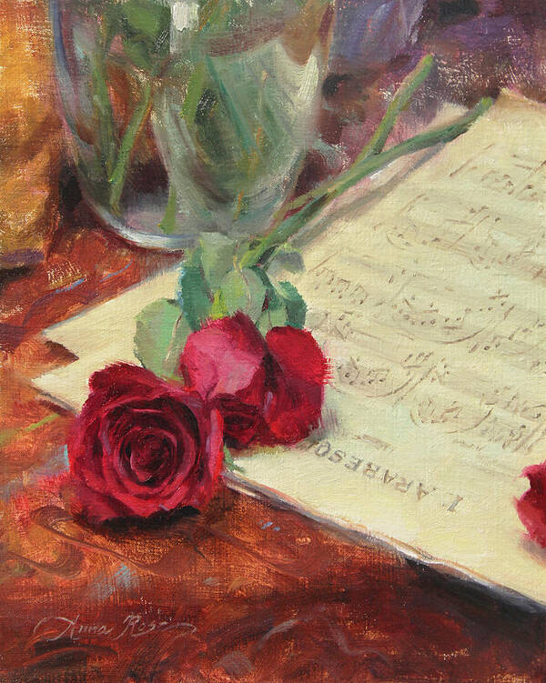 Roses Poster featuring the painting Roses and Debussy by Anna Rose Bain