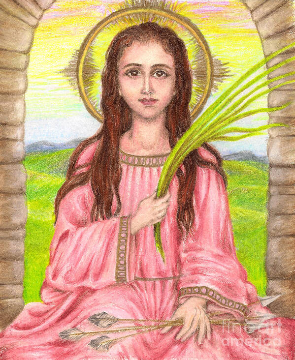 Saint Poster featuring the drawing Saint Philomena by Michelle Bien
