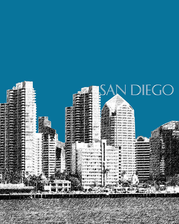Architecture Poster featuring the digital art San Diego Skyline 1 - Steel by DB Artist