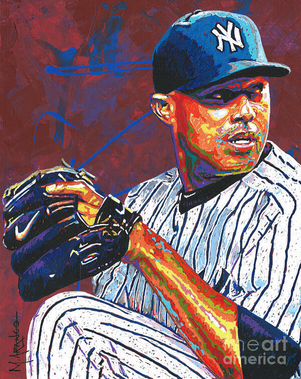 Mariano Rivera Poster featuring the painting Sandman by Maria Arango