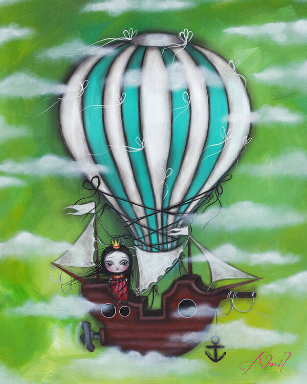 Air Ship Poster featuring the painting Sea of Clouds by Abril Andrade