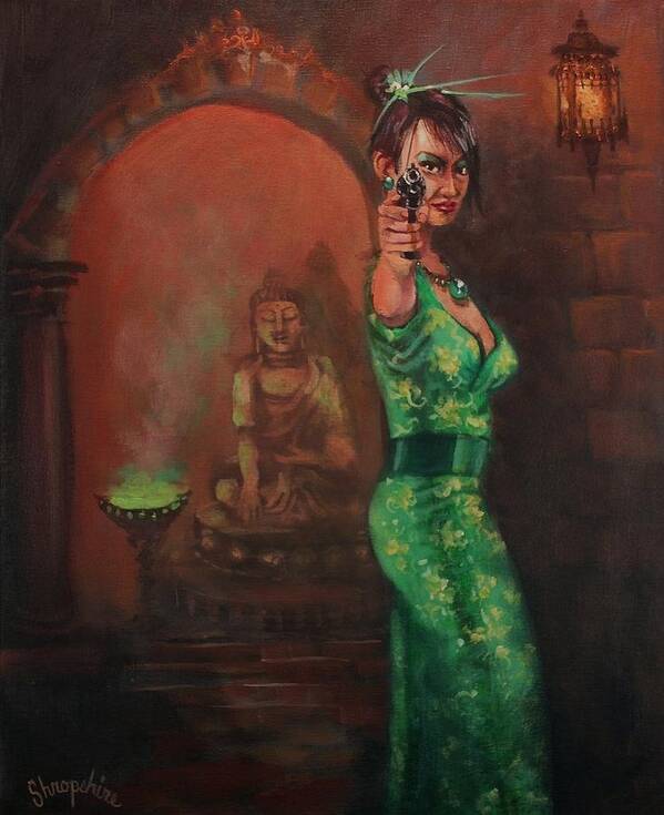 Art Noir Poster featuring the painting Shanghai Surprise by Tom Shropshire