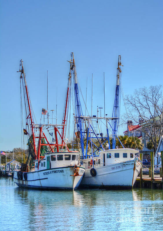 Scenic Poster featuring the photograph Shem Creek Shrimp Boats by Kathy Baccari