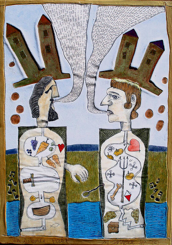 Male And Female Figures Poster featuring the painting Silence Past by Michael Sharber