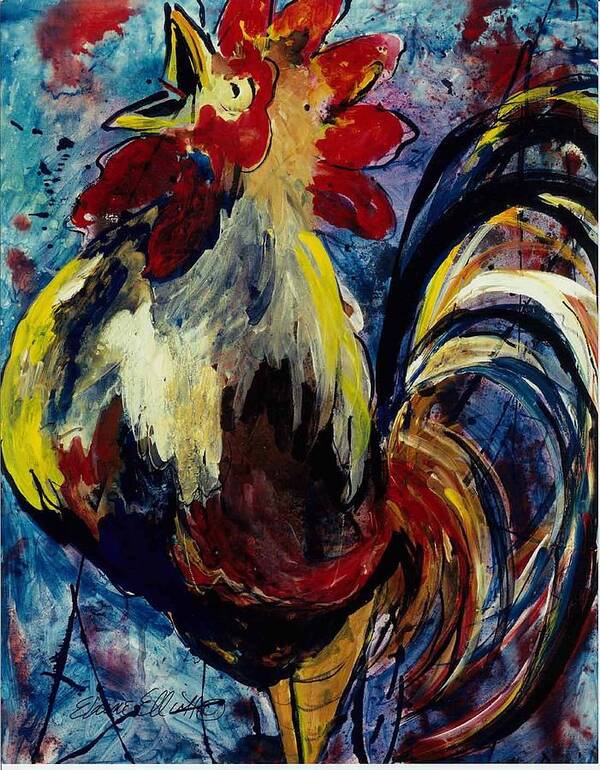 Rooster Poster featuring the painting Something to Crow About Too by Elaine Elliott