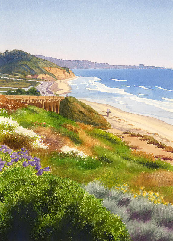 California Poster featuring the painting Spring View of Torrey Pines by Mary Helmreich