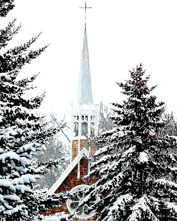 Steeple Poster featuring the photograph St Mary's With New Shingles by Darcy Dietrich