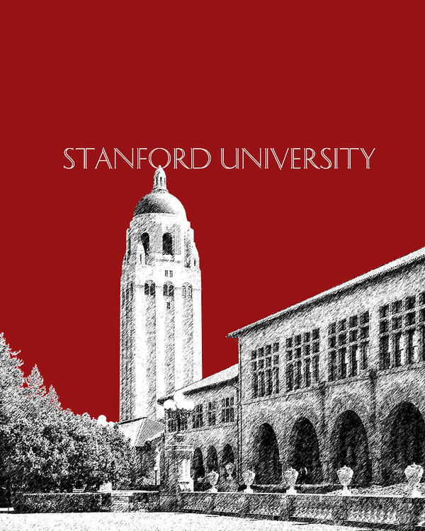 University Poster featuring the digital art Stanford University - Dark Red by DB Artist