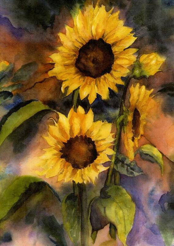 Sunflowers Poster featuring the painting Sunflowers for Cyndi by Maria Hunt