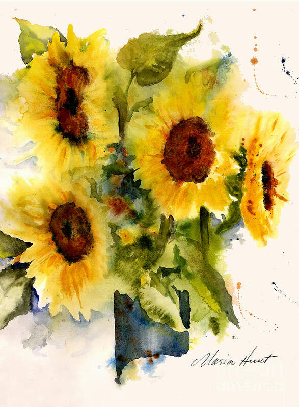 Sunflowers In A Vase Poster featuring the painting Autumn's Sunshine by Maria Hunt