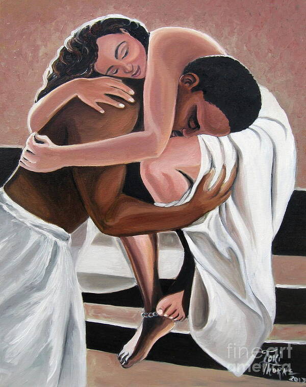 Lovers Painting Poster featuring the painting Sweet Caress by Toni Thorne