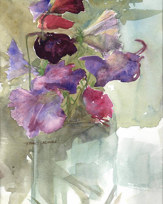 Sweetpeas Poster featuring the painting Sweetpeas 3 by David Ladmore
