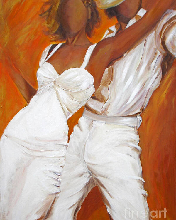 Tango Painting Poster featuring the painting Tango Blanco by Sheri Chakamian