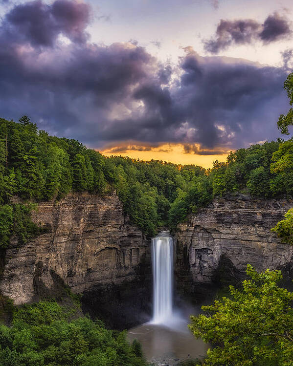 Mark Papke Poster featuring the photograph Taughannock at Dusk by Mark Papke