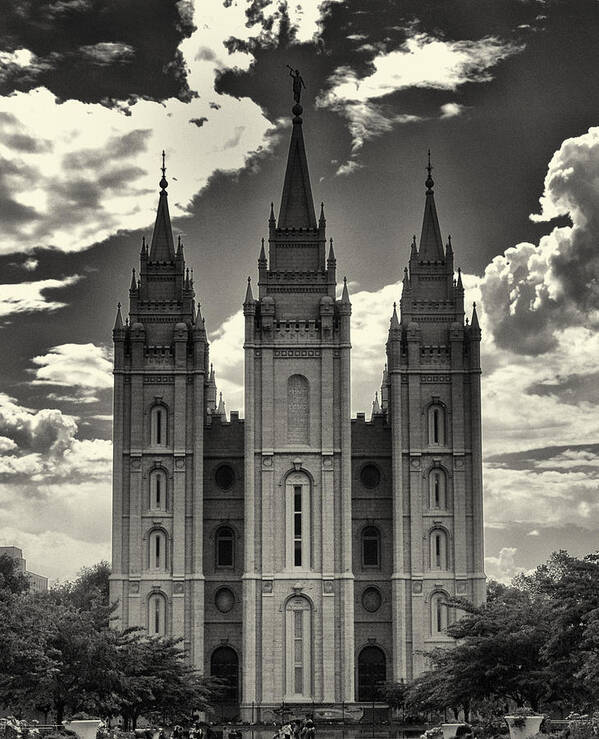 Joshua House Photography Poster featuring the photograph Temple Square Black and White by Joshua House
