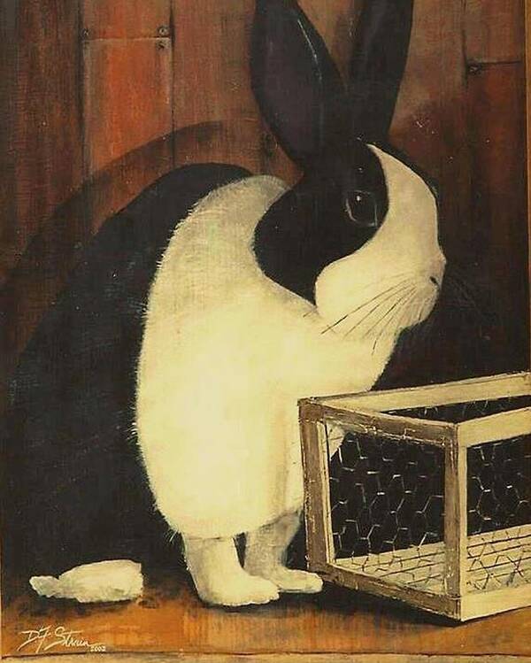Images Poster featuring the painting The Black and White Dutch Rabbit 2 by Diane Strain
